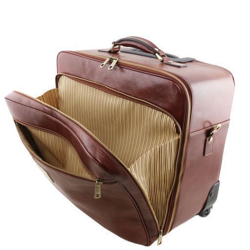 Leather pilot case with two wheels Tuscany Leather Varsavia, Black