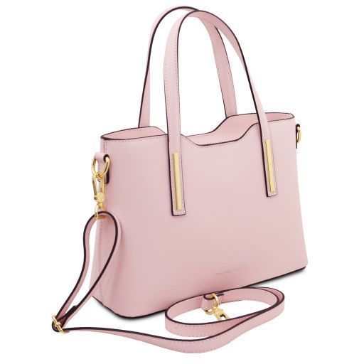Leather tote - Small size Tuscany Leather Olimpia, Ballet Pink