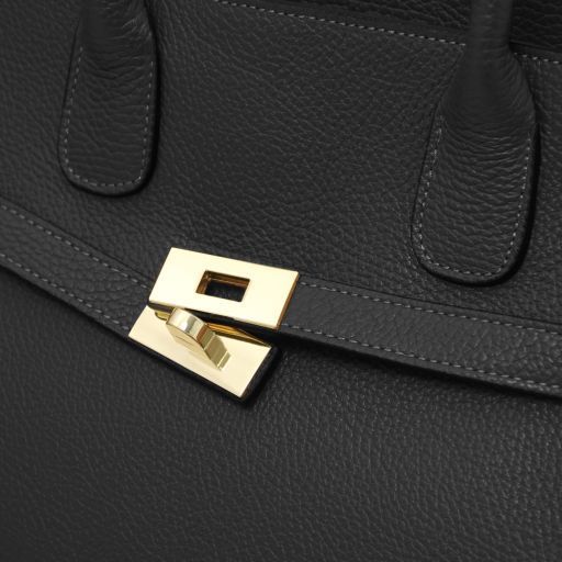 Leather tote Tuscany Leather Origami, Black