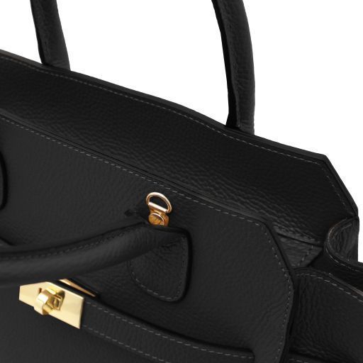 Leather tote Tuscany Leather Origami, Black