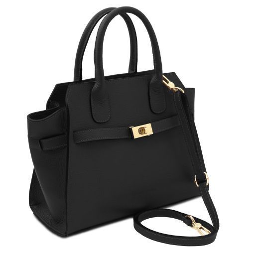 Leather tote Tuscany Leather Origami, Black