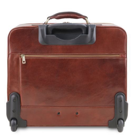 Leather pilot case with two wheels Tuscany Leather Varsavia, Black