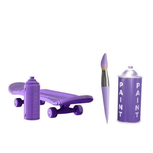SKATEBOARD & SPRAY CAN 3D Puzzle Cartonic