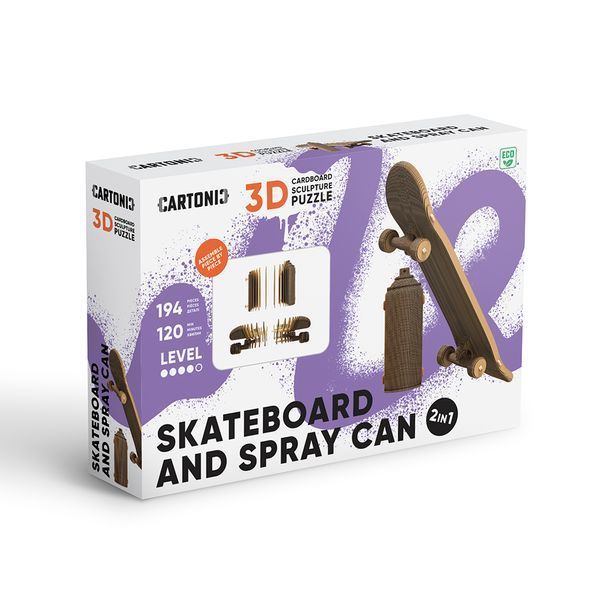 SKATEBOARD & SPRAY CAN 3D Puzzle Cartonic