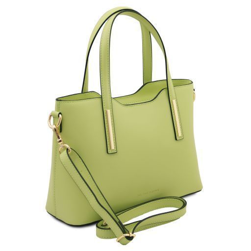Leather tote - Small size Tuscany Leather Olimpia, Lime Green