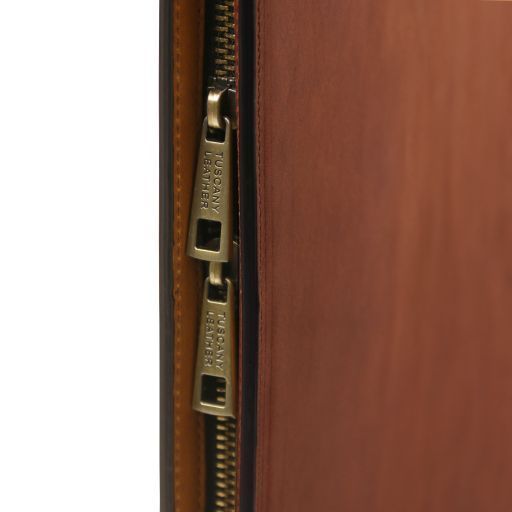 Leather document case with handle Tuscany Leather Costantino, Brown