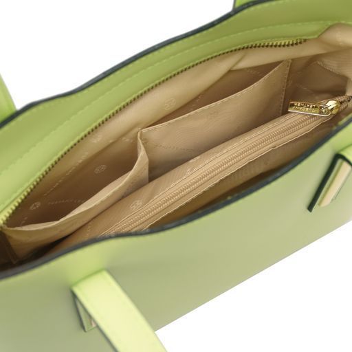 Leather tote - Small size Tuscany Leather Olimpia, Lime Green