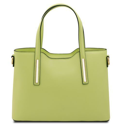 Leather tote - Small size Tuscany Leather Olimpia, Lime Green