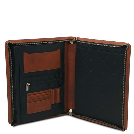 Leather document case with handle Tuscany Leather Costantino, Brown