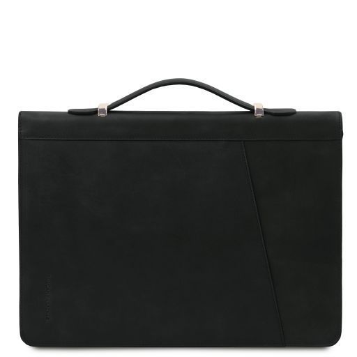 Leather document case with handle Tuscany Leather Costantino, Black