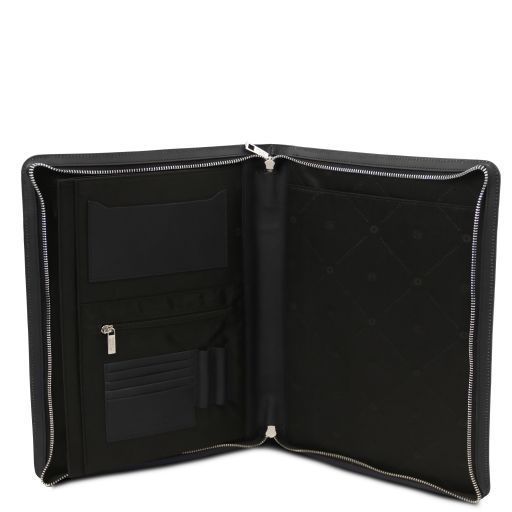 Leather document case with handle Tuscany Leather Costantino, Black