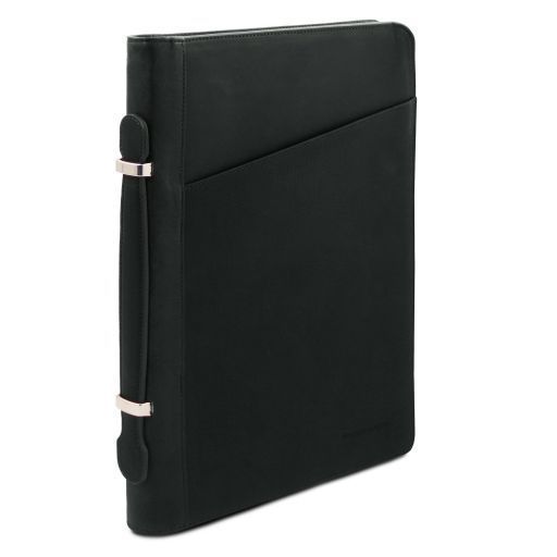 Leather document case with handle Tuscany Leather Costantino, Black