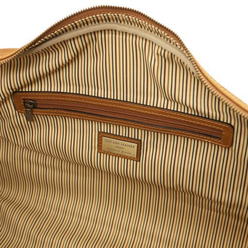 Travel leather duffle bag - Large size Tuscany Leather Lisbona, Natural