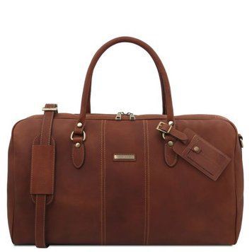 Travel leather duffle bag - Large size Tuscany Leather Lisbona, Brown