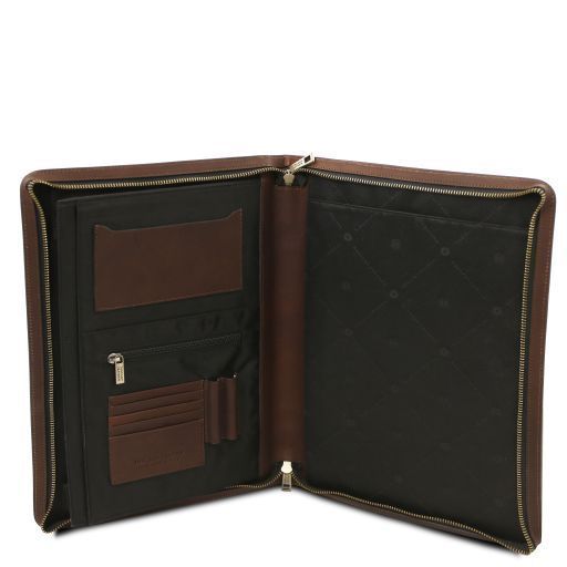 Leather document case with handle Tuscany Leather Costantino, Dark Brown