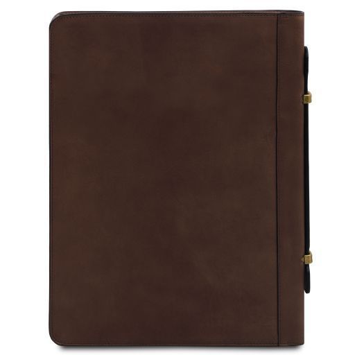 Leather document case with handle Tuscany Leather Costantino, Dark Brown