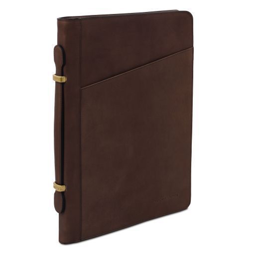 Leather document case with handle Tuscany Leather Costantino, Dark Brown