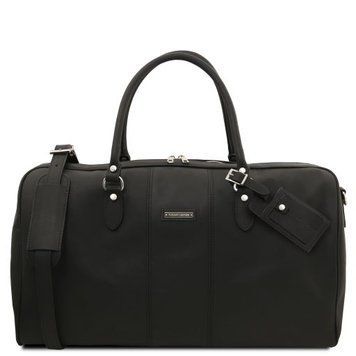Travel leather duffle bag - Large size Tuscany Leather Lisbona, Black
