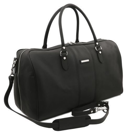 Travel leather duffle bag - Large size Tuscany Leather Lisbona, Black