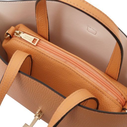 Leather handbag Tuscany Leather Agatha, Apricot