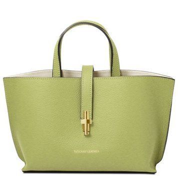 Leather handbag Tuscany Leather Agatha, Lime Green