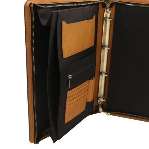 Leather document case with ring binder Tuscany Leather Augusto, Natural