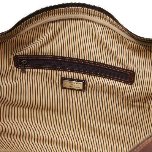 Travel leather duffle bag - Large size Tuscany Leather Lisbona, Dark Brown
