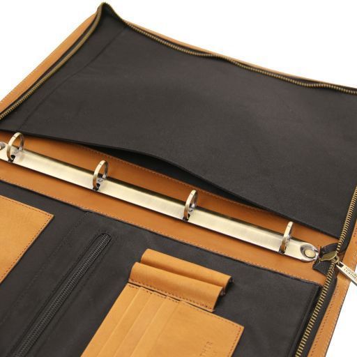 Leather document case with ring binder Tuscany Leather Augusto, Natural