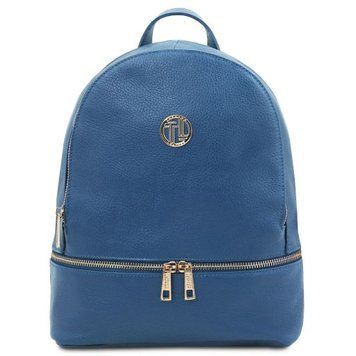 Soft leather backpack Tuscany Leather TL Bag, Denim