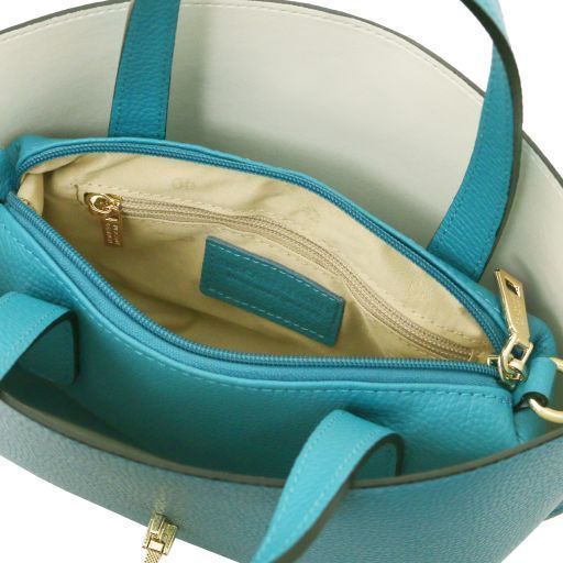 Leather handbag Tuscany Leather Agatha, Turquoise