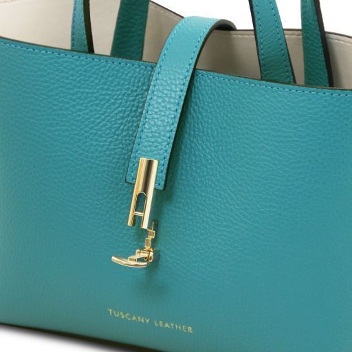 Leather handbag Tuscany Leather Agatha, Turquoise