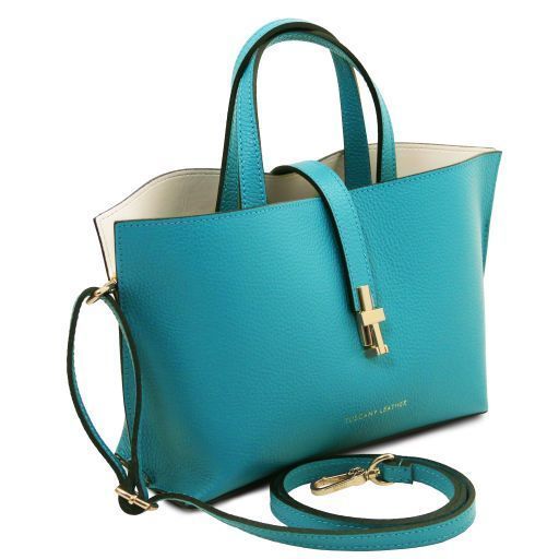 Leather handbag Tuscany Leather Agatha, Turquoise