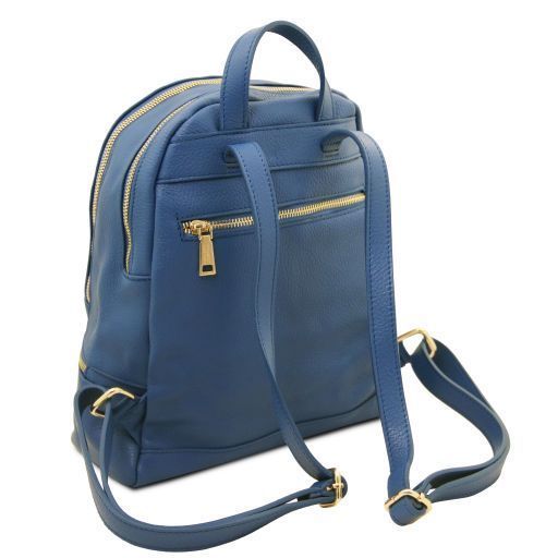 Soft leather backpack Tuscany Leather TL Bag, Denim