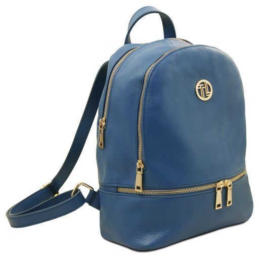 Soft leather backpack Tuscany Leather TL Bag, Denim