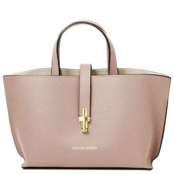 Leather handbag Tuscany Leather Agatha, Nude