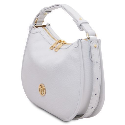 Soft leather handbag Tuscany Leather Hobl&ograve;, White