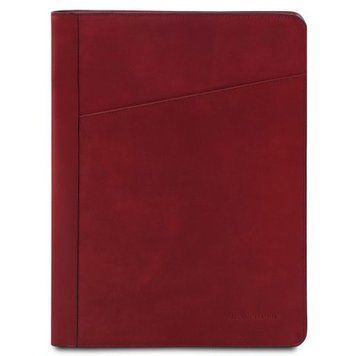 Leather document case with ring binder Tuscany Leather Augusto, Red