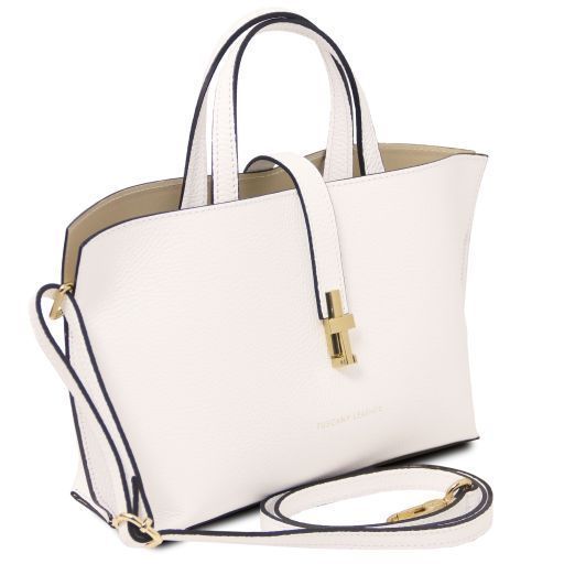 Leather handbag Tuscany Leather Agatha, White