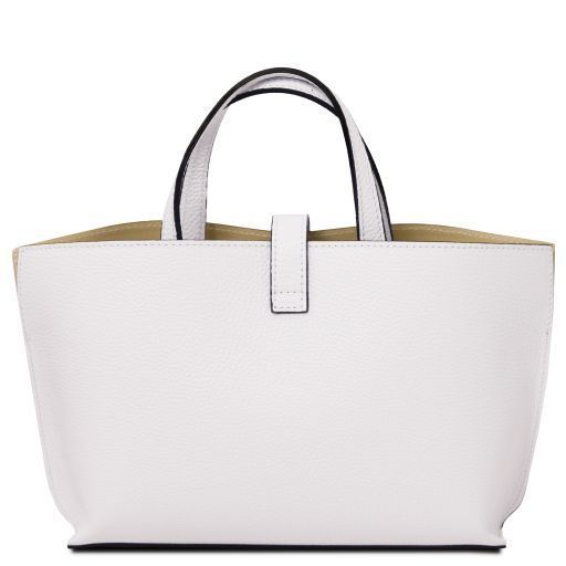 Leather handbag Tuscany Leather Agatha, White