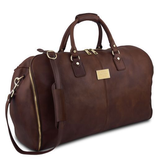 Travel leather duffle/Garment bag Tuscany Leather Antigua, Dark Brown