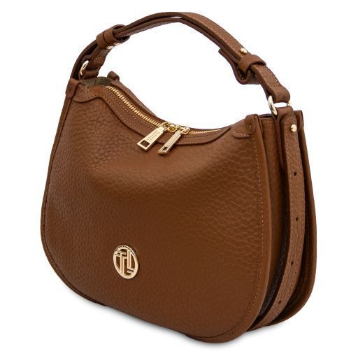 Soft leather handbag Tuscany Leather Hobl&ograve;, Cognac