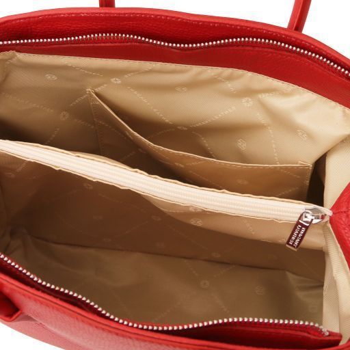 Leather handbag Tuscany Leather Camelia, Lipstick Red
