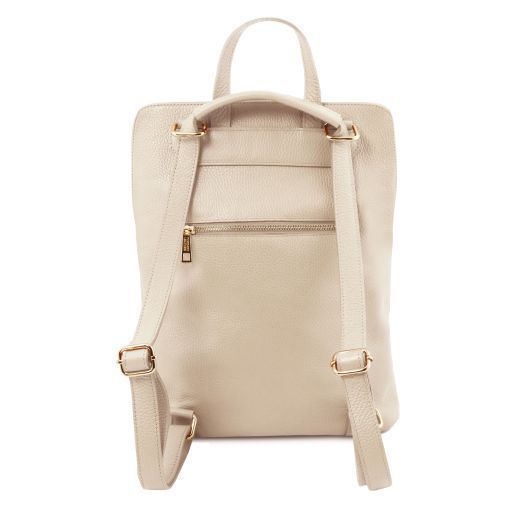 Soft leather backpack for women Tuscany Leather TL Bag, Beige