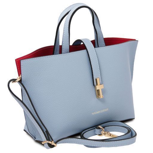 Leather handbag Tuscany Leather Agatha, Light blue