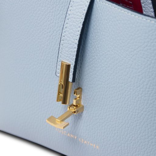 Leather handbag Tuscany Leather Agatha, Light blue