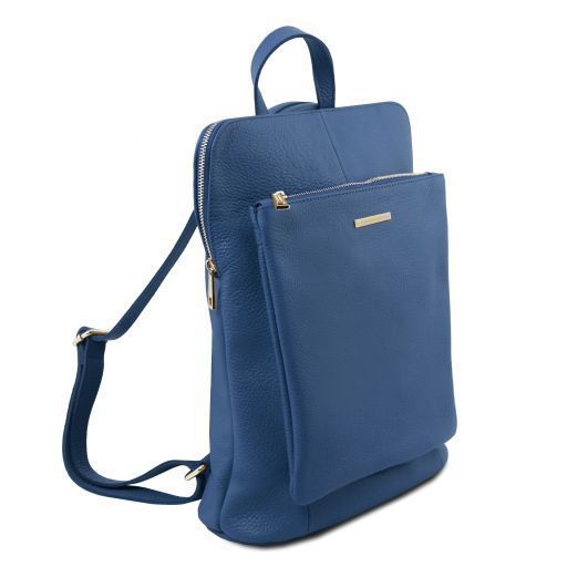Soft leather backpack for women Tuscany Leather TL Bag, Denim