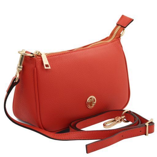 Leather clutch Tuscany Leather Parfait, Coral