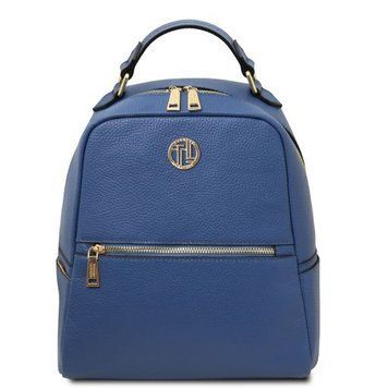 Soft leather backpack Tuscany Leather Prisma, Denim