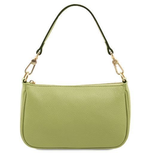 Leather clutch Tuscany Leather Parfait, Lime Green