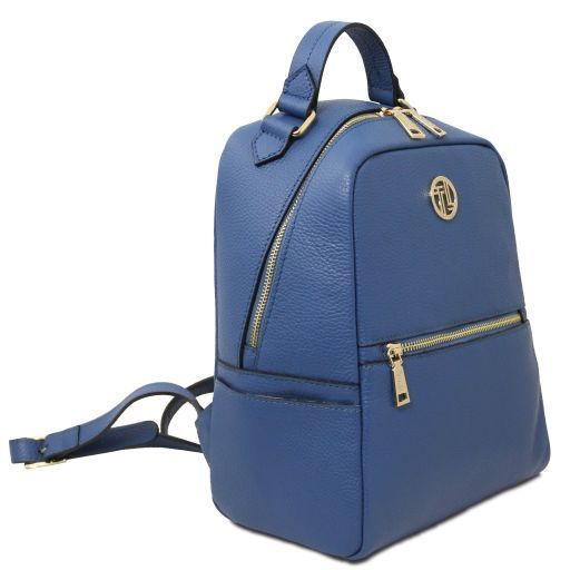Soft leather backpack Tuscany Leather Prisma, Denim